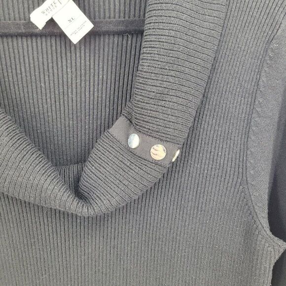 Vintage 90s WHBM Cowl Neck Long Sleeve Ribbed Knit Sweater Dress XL Black - Picture 4 of 10